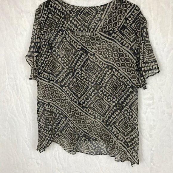 See By Chloe Silk Black and Cream  Patterned Sheer Blouse Size 6 - Picture 4 of 5